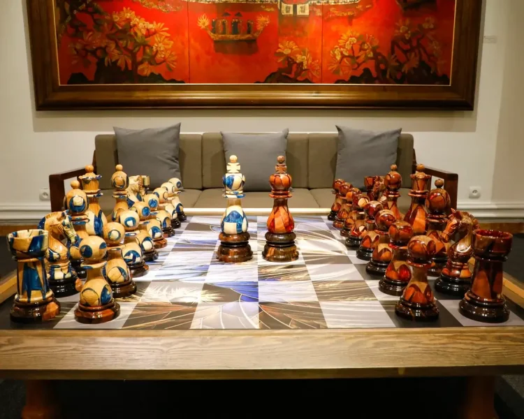 Full Set Giant Deluxe Chess Pieces with Board - High End Blended of Wood and Resin.