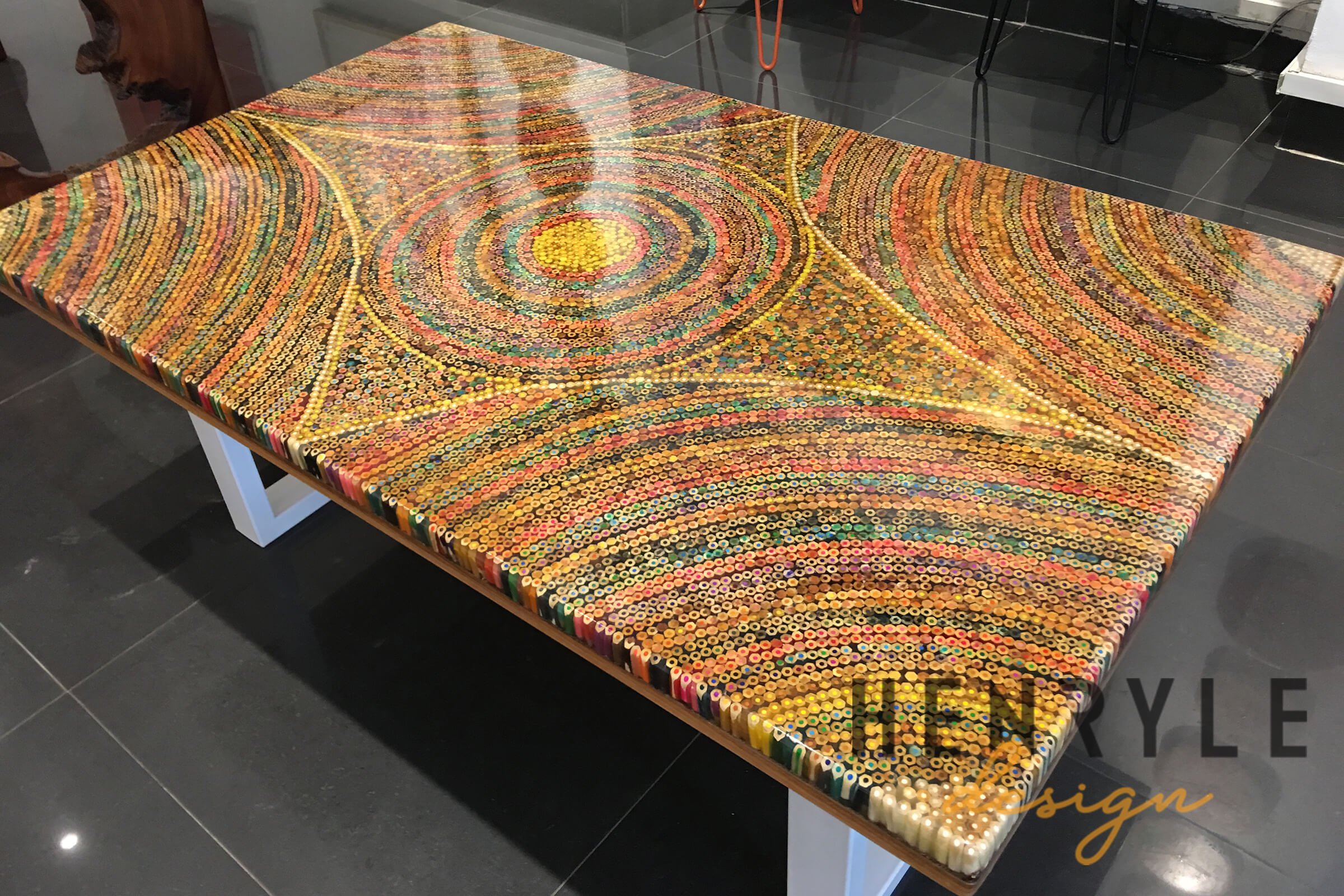Sun Over the Rainbow Colored-Pencil Coffee Table - Henry Le Design
