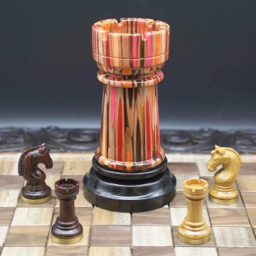This Incredible Rook Tower Has a Pack-away Flexible Wooden Chess