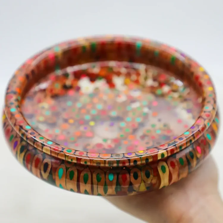 Multi Color Pencil Bowl - Resin Color Pencil Handmade Bowl for Ornaments