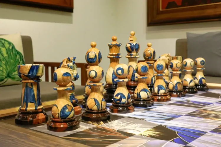 Full Set Giant Deluxe Chess Pieces with Board - High End Blended of Wood and Resin.