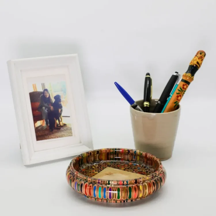 Multi Color Pencil Bowl - Resin Color Pencil Handmade Bowl for Ornaments