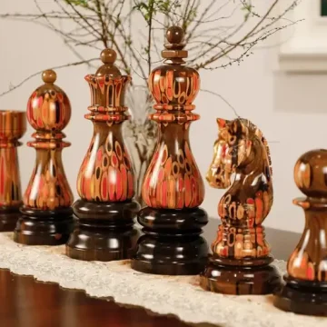 Large Decorative 6 Chess Pieces for Ornament King – Queen – Bishop – Rook – Knight – Pawn