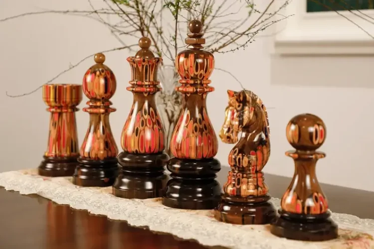 Large Decorative 6 Chess Pieces for Ornament King – Queen – Bishop – Rook – Knight – Pawn