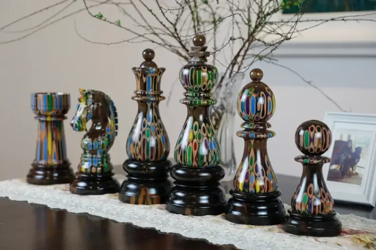 Large Decorative 6 Chess Pieces for Ornament King – Queen – Bishop – Rook – Knight – Pawn